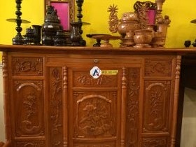 Tủ thờ hoa sen gỗ gõ đỏ cao cấp 11 Họa tiết chạm khắc hoa sen