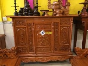 Tủ thờ hoa sen gỗ gõ đỏ cao cấp