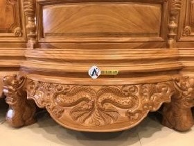 Tủ thờ trơn gỗ gõ đỏ 13 yếm chân tủ thờ