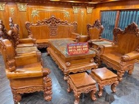 Bộ Bàn Ghế Luis Nguyên Khối Gỗ Hương Đá Nguyên Khối