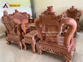 Mặt sau ghế đơn Bộ Nghê Bảo Đỉnh Gỗ Hương Đá Cột 16