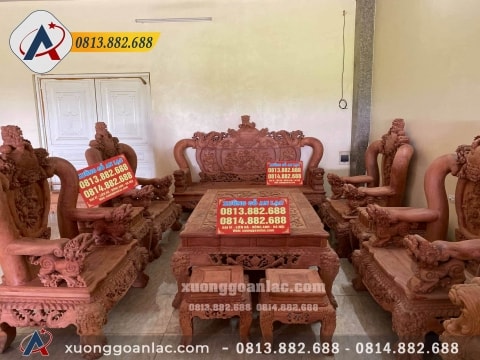 Bộ Nghê Bảo Đỉnh Gỗ Hương Đá Cột 16