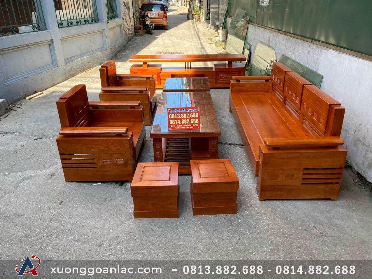 Kinh nghiệm lựa chọn bàn ghế phòng khách phù hợp với nhu cầu 9 Bộ ghế sofa phòng khách gỗ Sồi