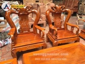 2 ghế đơn Bộ quốc đào gỗ lim cột 10 hàng 6 món