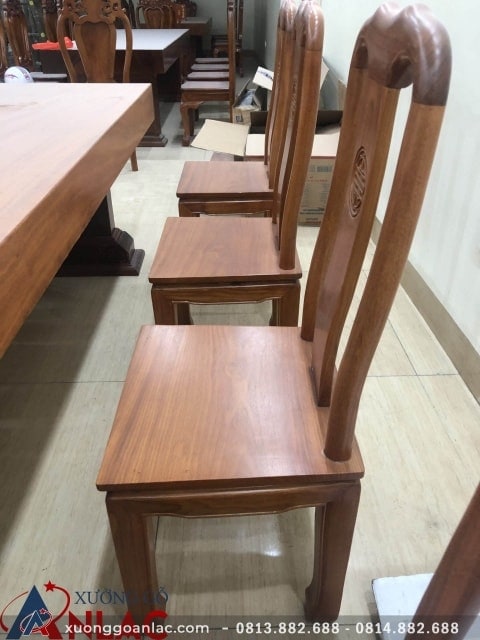 Ghế ăn chữ thọ gỗ Gõ Đỏ Pachy 30 Tựa được thiết kế từ 1 thanh tròn không chắp