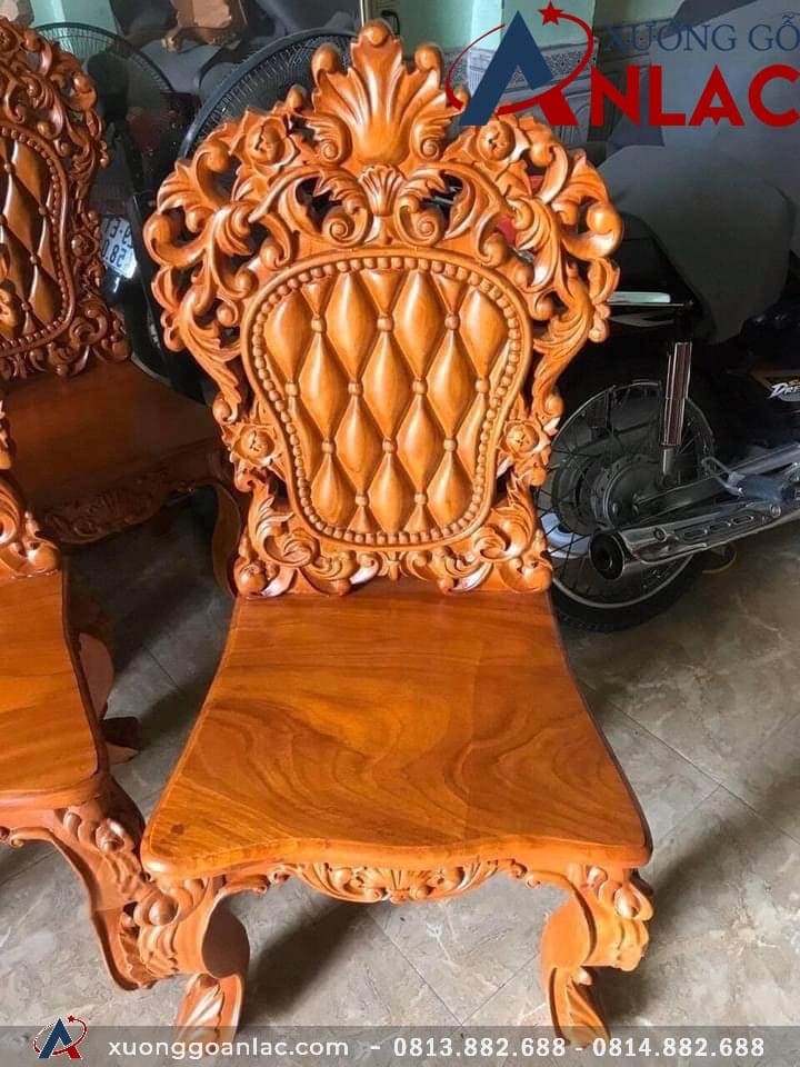 Ghế ăn Hoàng gia louis tựa phẳng vách trám 2 Ghế ăn Hoàng Gia louis tựa phẳng