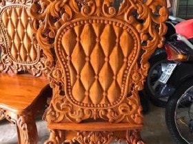 Ghế ăn Hoàng gia louis tựa phẳng vách trám 7 Mặt sau ghế ăn hoàng gia