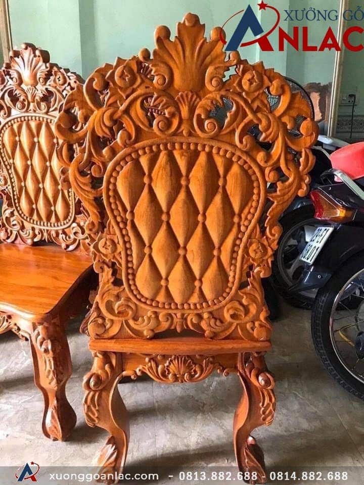 Ghế ăn Hoàng gia louis tựa phẳng vách trám 3 Mặt sau ghế ăn hoàng gia