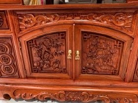 Kệ tivi Sừng Trâu gỗ hương đá hàng dày cánh đục sâu dài 2m4 11 Tủ giữa Kệ tivi gỗ hương đá hàng dày cánh đục sâu dài 2m4