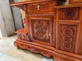 Kệ tivi Sừng Trâu gỗ hương đá hàng dày cánh đục sâu dài 2m4 10 Cách trái Kệ tivi gỗ hương đá hàng dày cánh đục sâu dài 2m4