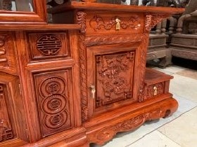 Kệ tivi Sừng Trâu gỗ hương đá hàng dày cánh đục sâu dài 2m4 9 Cách phải Kệ tivi gỗ hương đá hàng dày cánh đục sâu dài 2m4