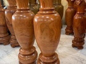 Lộc bình phong thuỷ gỗ hương đỏ 1m7 đường kính 52cm 9 Lục bình tinh xảo