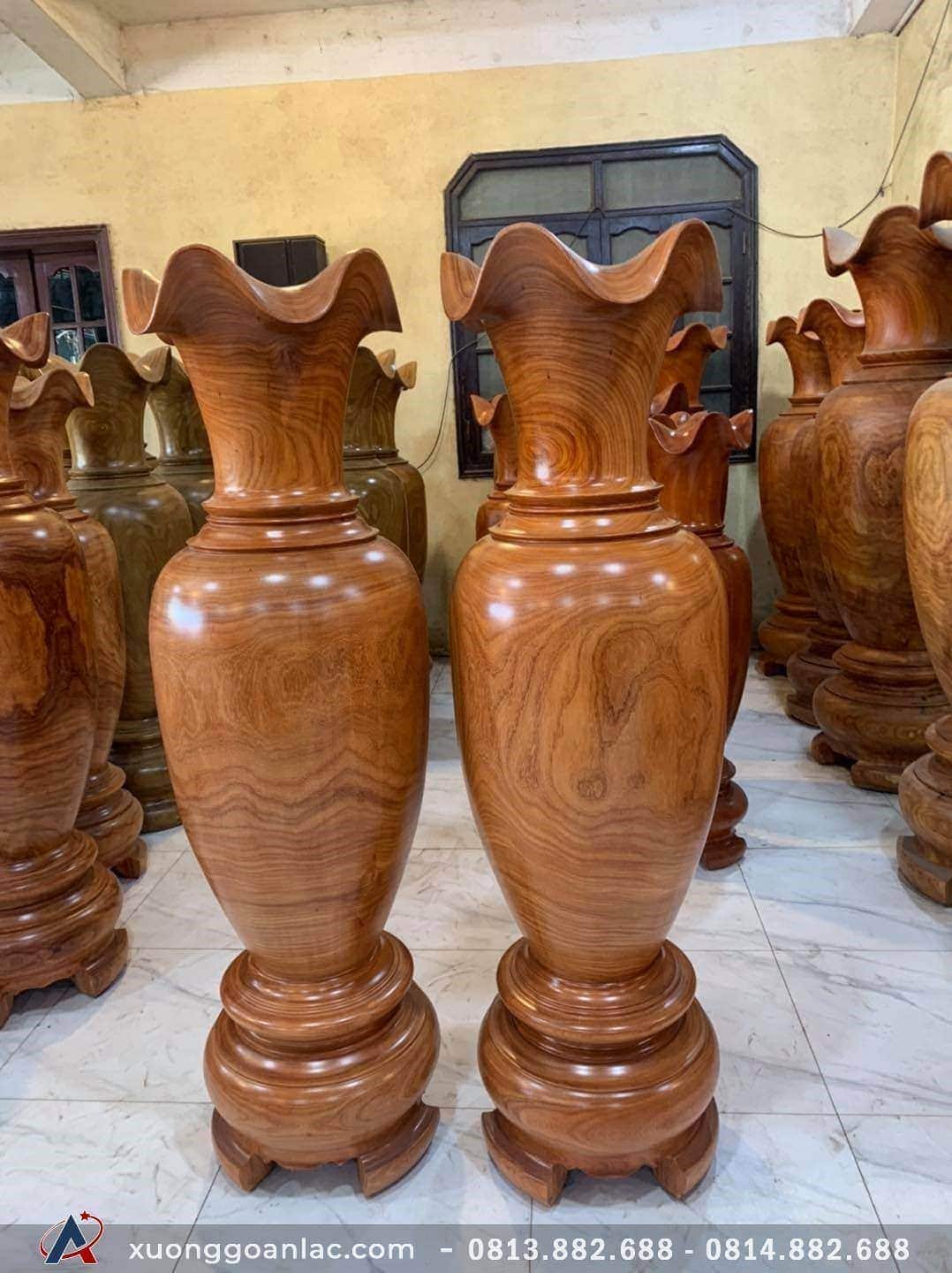 Lộc bình phong thuỷ gỗ hương đỏ 1m7 đường kính 52cm 10 Lộc bình gỗ hương đỏ
