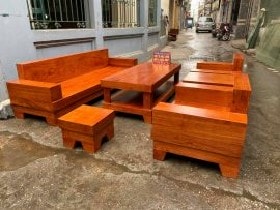 Bộ sofa gỗ howng đã trơn, không chạm đục
