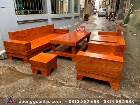 Bộ sofa gỗ howng đã trơn, không chạm đục