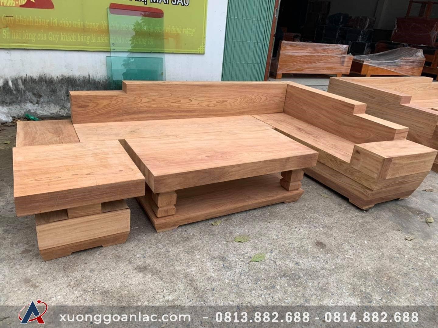 Tại sao sofa gỗ, bàn ghế gỗ nguyên khối ngày càng được ưa chuộng? 17 Sofa nguyên khối 2mx2m8 chất liệu 100% gỗ gõ đỏ