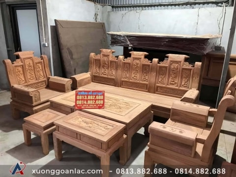 Bộ bàn ghế Âu Á cuốn thư gỗ hương đá – bản hoàn thiện