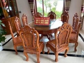 Bộ Bàn Ghế Ăn 10 Ghế Hồng Hạc Gỗ Hương Đá - Bác Thắng, Vĩnh Phúc
