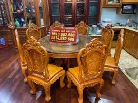Bộ Bàn Ghế Ăn 8 Ghế Hồng Hạc Gỗ Gõ Đỏ - Anh Quỳnh, TP Thái Bình