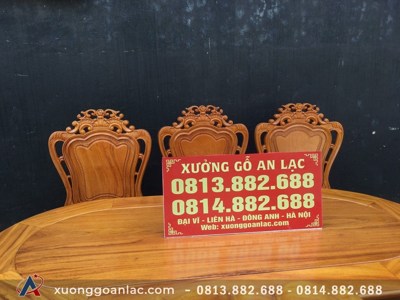 Bộ bàn ăn 8 ghế gỗ gõ đỏ Louis Hoa Hồng mặt tràn bầu dục (Chị Phượng, Lai Châu) 13 Mặt bàn vân cực đẹp