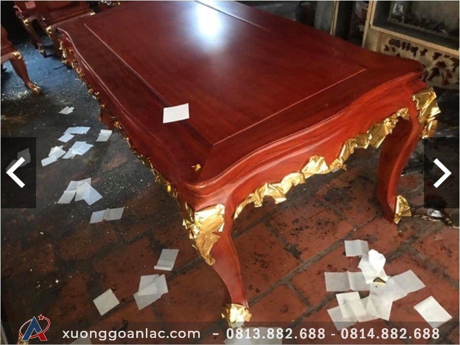 Bộ bàn ăn louis gõ đỏ dát vàng 6 ghế (chị Hoa ở Hà Giang) 16 mặt bàn vân cực đẹp