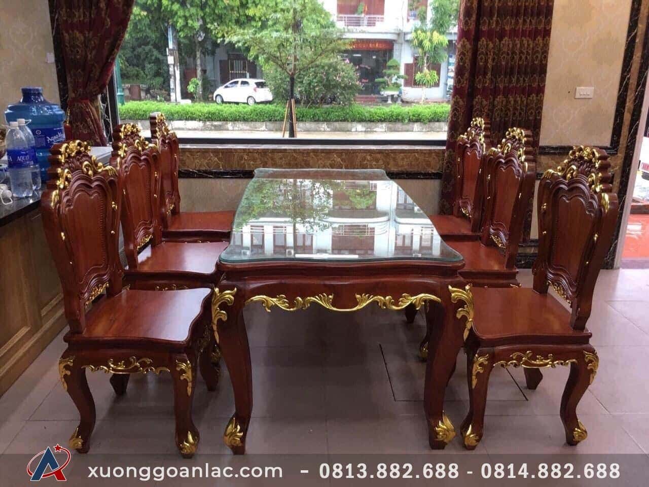Bộ bàn ăn louis gõ đỏ dát vàng 6 ghế (chị Hoa ở Hà Giang) 14 Bộ bàn ăn louis gõ đỏ dát vàng 6 ghế (chị Hoa ở Hà Giang)