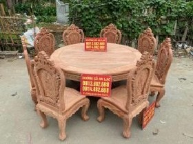Bộ Bàn Ghế Ăn Gỗ Hương Đá Đục 2 Mặt Mẫu Louis Hoa Hồng - Anh Tuấn, Đà Nẵng