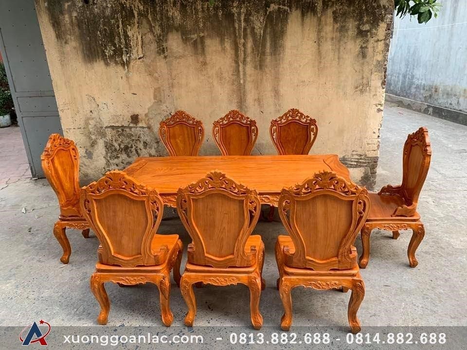 Bộ bàn ghế ăn mẫu Louis gỗ gõ đỏ 8 ghế - Cô Hiền, Hải Dương 7 Bàn ghế ăn Luis hoàng gia 8 ghế