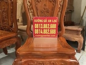 Bộ bàn ăn 8 ghế mẫu Louis Hoa Hồng gỗ Gõ Đỏ chọn vân VIP (Chú Hòa, Sơn Tây) 10 Mặt ghế tràn liền 1 tấm, ván dày 2cm, khuôn tranh 3cm, xương tay ghế dày 4cm