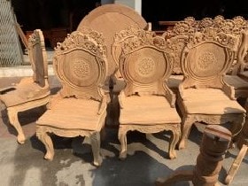 Bộ bàn ăn tròn 8 ghế louis gỗ gõ đỏ 2 tầng (mâm xoay) 7 Ghế ăn bộ Bàn Ăn Tròn Gỗ Gõ Đỏ 2 tầng (mâm xoay)