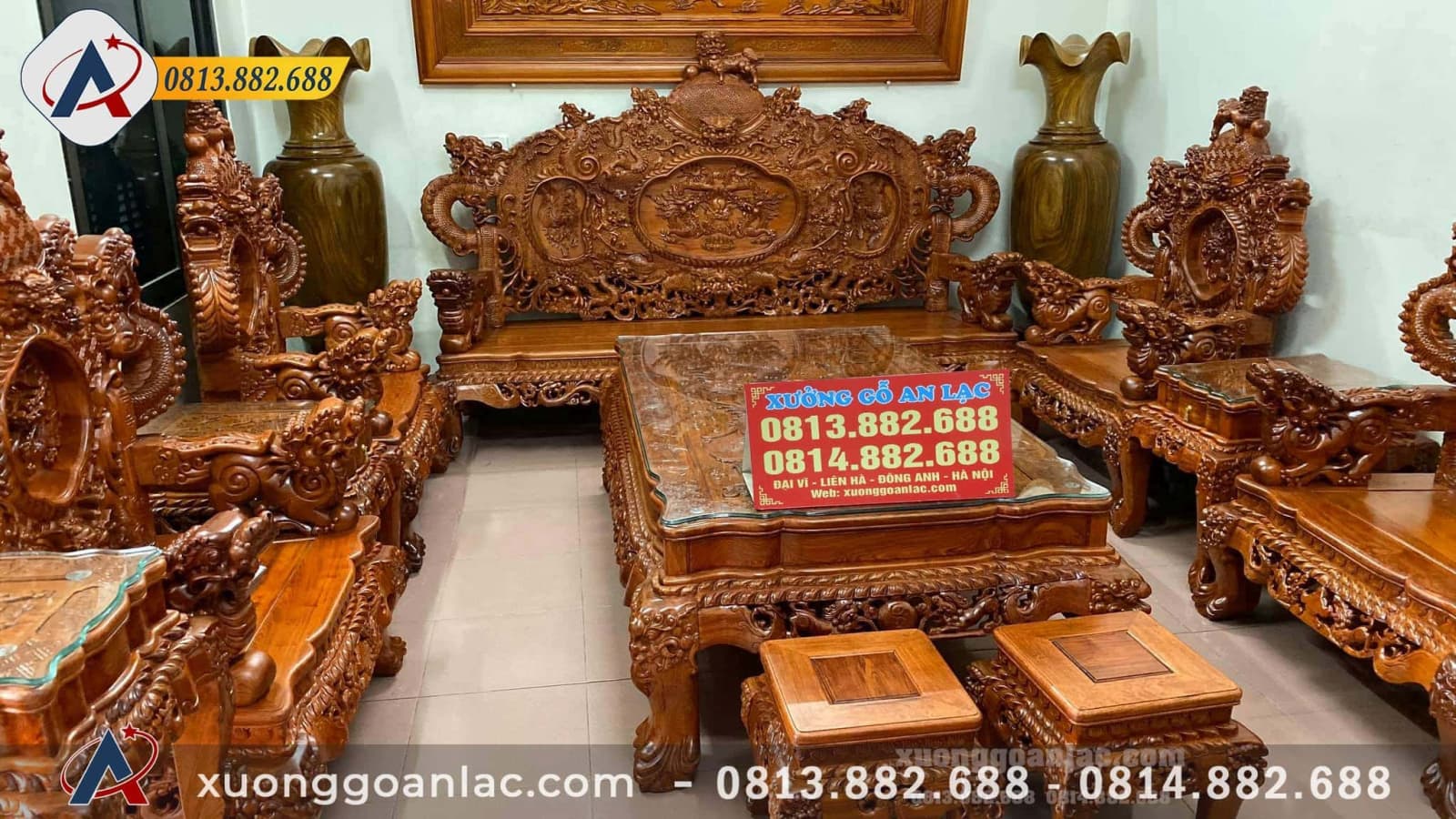 Kinh nghiệm lựa chọn bàn ghế phòng khách phù hợp với nhu cầu 15 bộ bàn ghế rồng đỉnh gỗ hương đá