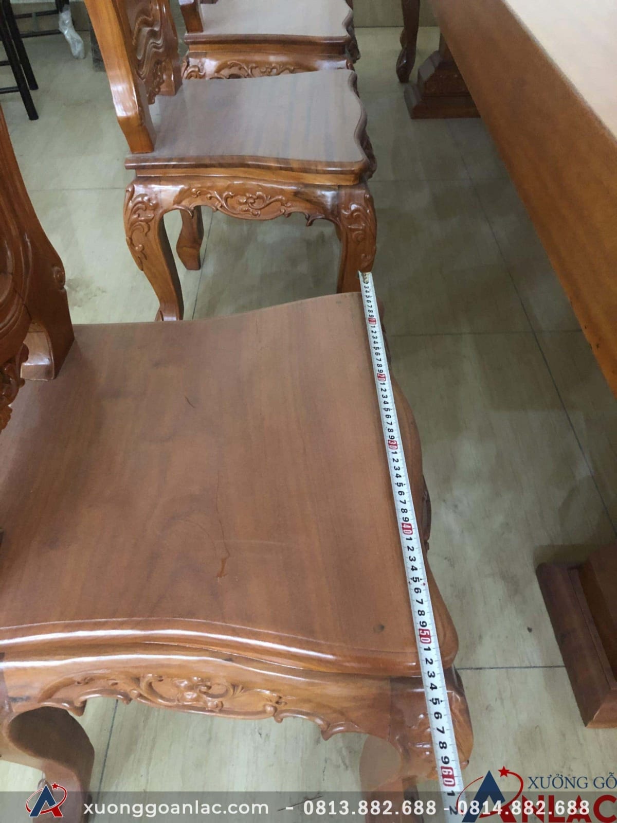 Ghế ăn hoa lá tây gỗ gõ đỏ hàng thường 15 mặt ghế ăn tràn có kích thước ảnh