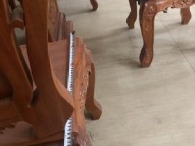 Ghế ăn hoa lá tây gỗ gõ đỏ hàng thường 34 Chiều sau khổ bì ghế ăn