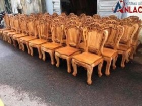 Ghế ăn hoa lá tây gỗ gõ đỏ hàng thường 28 Ghế ăn gõ đỏ đã làm xong lớp lót