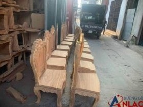 Ghế ăn hoa lá tây gỗ gõ đỏ hàng thường 40 hoàn thiện mộc ghế ăn hoa lá tây