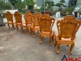 Ghế ăn hoa lá tây gỗ gõ đỏ hàng thường 38 Mặt sau ghế ăn gõ đỏ