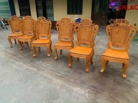 Ghế ăn hoa lá tây gỗ gõ đỏ hàng thường 29 Mặt trước ghế ăn lá tây