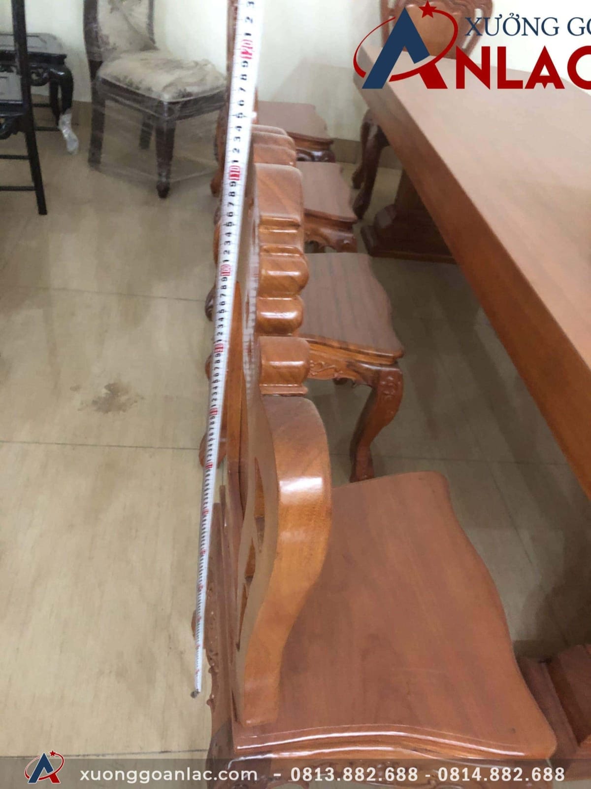 Ghế ăn hoa lá tây gỗ gõ đỏ hàng thường 16 kích thước chiều cao ghế ăn