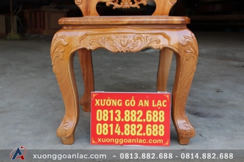 Bộ bàn ăn nguyên khối gỗ gõ đỏ 301x90x15cm 12 ghế louis (Chị Ngân, Hà Nội) 12 ghế louis yếm lượn