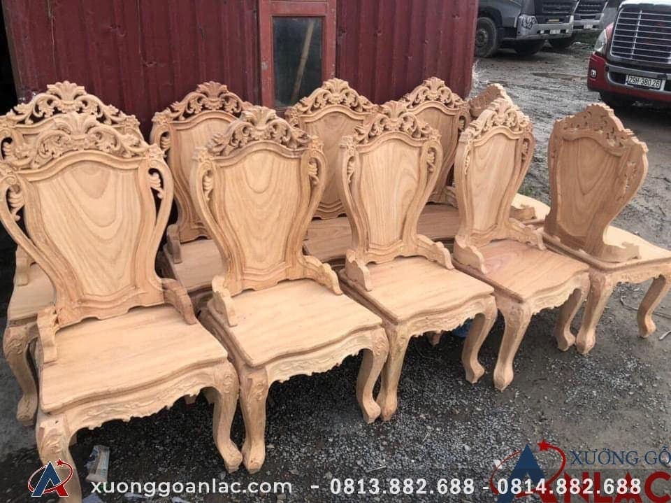 Ghế ăn hoa lá tây tựa cong có tay 30 ghế ăn mộc hoa lá tây tựa cong