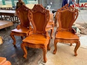 Ghế ăn hoa lá tây tựa cong có tay 22 tổng thể ghế ăn có tay ngắn