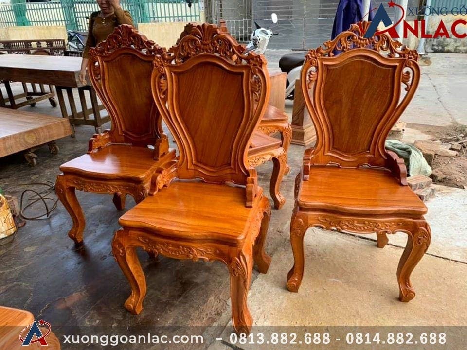 Ghế ăn hoa lá tây tựa cong có tay 33 tổng thể ghế ăn có tay ngắn