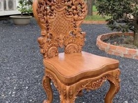 Ghế ăn Hoàng Gia louis tựa cong đục 2 mặt