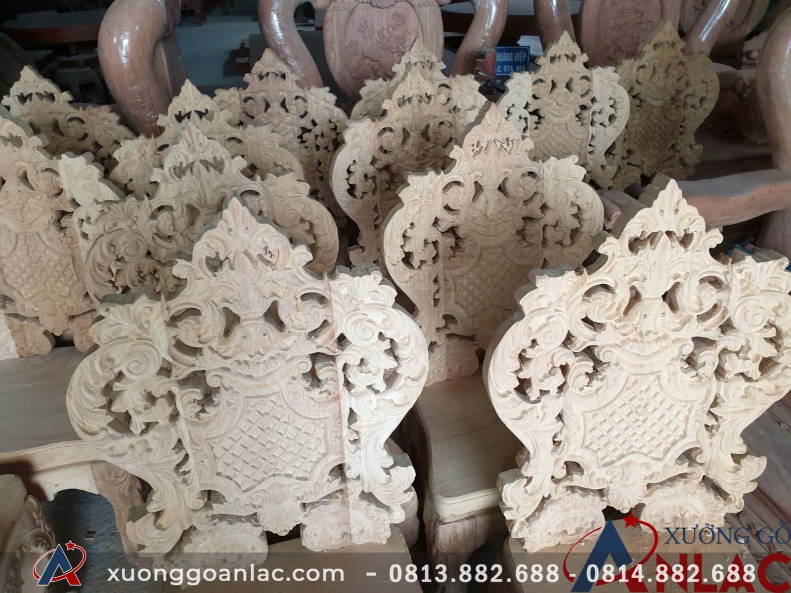 Ghế ăn louis hoàng gia tựa cong đục thủ công tinh xảo 33 Ghế ouis đục hoa lá tây