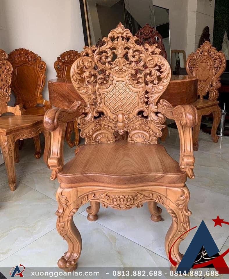 Ghế ăn Hoàng Gia tựa trong có tay 6 Ghế ăn hoàng gia tựa cong có tay