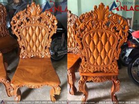 ghế ăn hoàng gia tựa liền gỗ gõ đỏ
