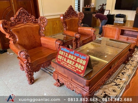 [Bàn giao] Siêu phẩm Luois Hoàng Gia Nguyên Khối Gỗ Hương Đá (khách mua kèm kệ tivi)