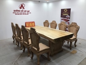 Bộ bàn ăn gỗ cẩm hồng nguyên khối 8 ghế louis tựa cong (Cô Trang, Phú Thọ) 9 Bộ bàn ăn gỗ cẩm hồng nguyên khối 8 ghế louis tựa cong (Cô Trang, Phú Thọ)