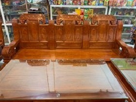 Bộ bàn ghế âu á chương voi gỗ hương đá tay 12 chân12