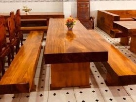 Bộ bàn ghế nguyên khối 3 tấm dài 2m4 gỗ hương Nam Phi (Anh Tòng, Lạng Sơn) 7 Bộ bàn ghế nguyên khối 3 tấm dài 2m4 gỗ hương Nam Phi (Anh Tòng, Lạng Sơn)